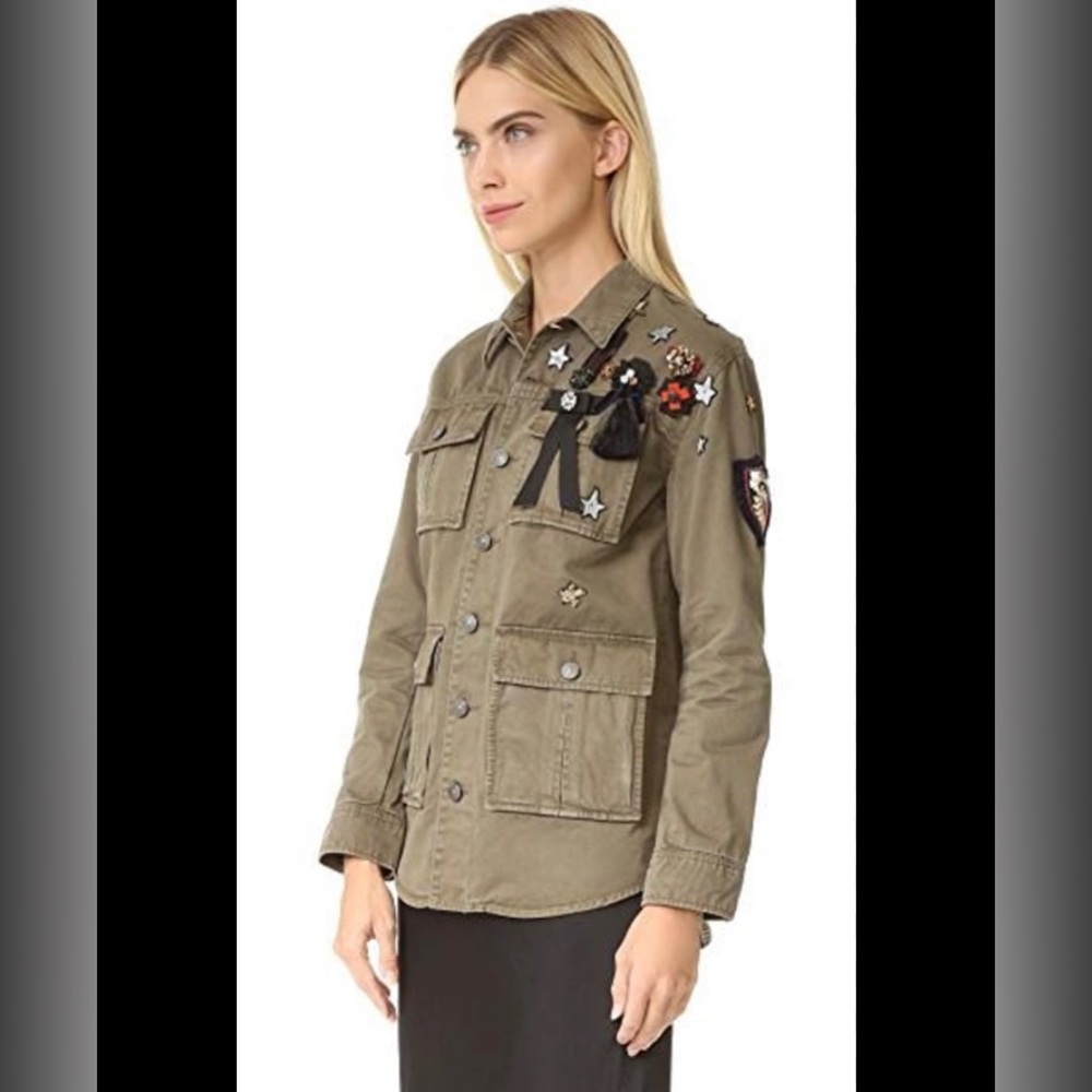 Cotton Twill Embellished Military Jacket